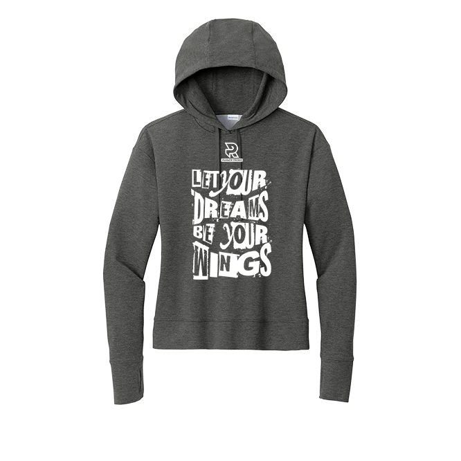 LET YOUR DREAMS BE YOUR WINGS (White) - Womens Flex Fleece Pullover Hoodie
