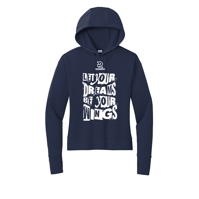 LET YOUR DREAMS BE YOUR WINGS (White) - Womens Flex Fleece Pullover Hoodie