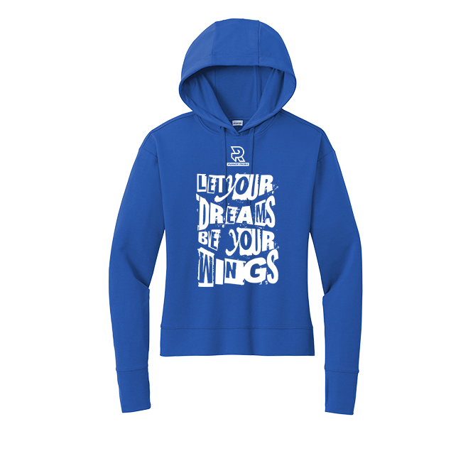 LET YOUR DREAMS BE YOUR WINGS (White) - Womens Flex Fleece Pullover Hoodie