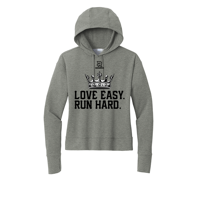 LOVE EASY RUN HARD (Black) - Womens Flex Fleece Pullover Hoodie