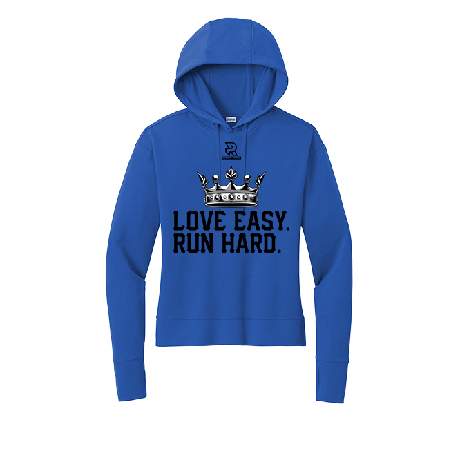 LOVE EASY RUN HARD (Black) - Womens Flex Fleece Pullover Hoodie