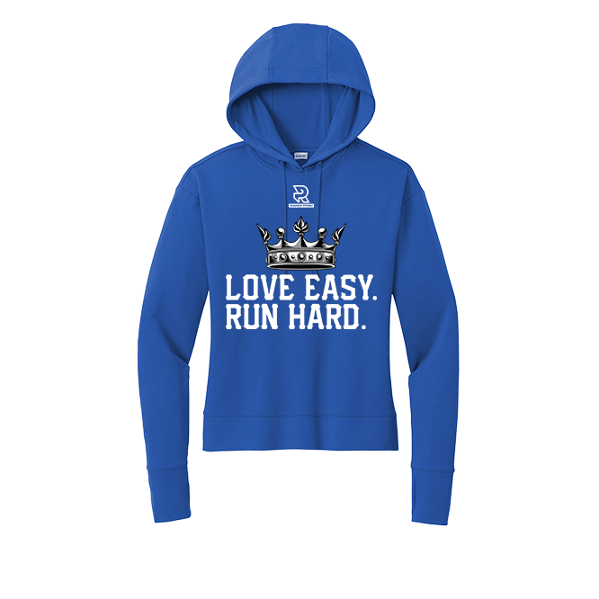 LOVE EASY RUN HARD (White) - Womens Flex Fleece Pullover Hoodie