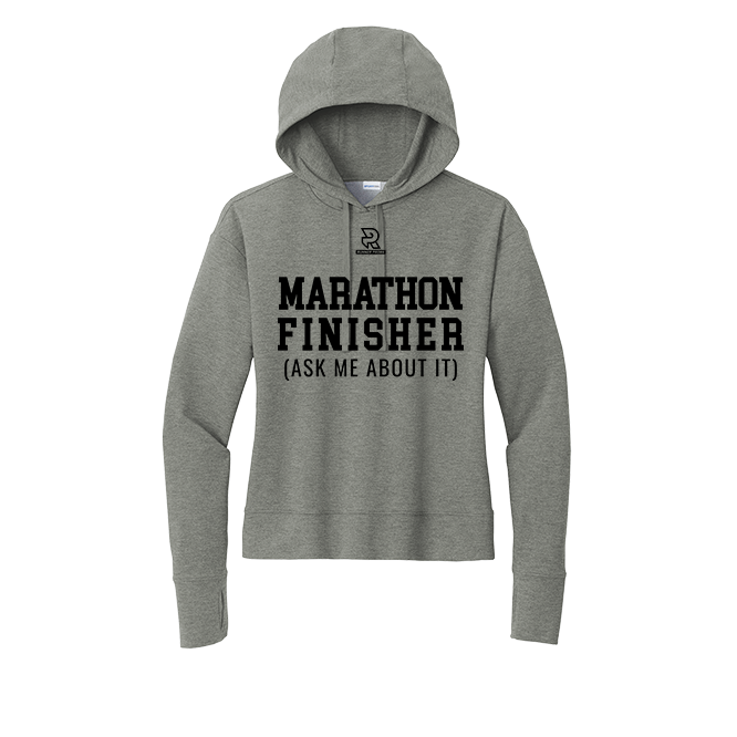 MARATHON FINISHER (Black) - Womens Flex Fleece Pullover Hoodie