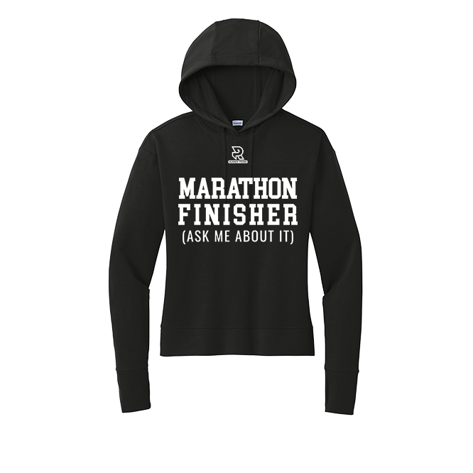 MARATHON FINISHER (White) - Womens Flex Fleece Pullover Hoodie