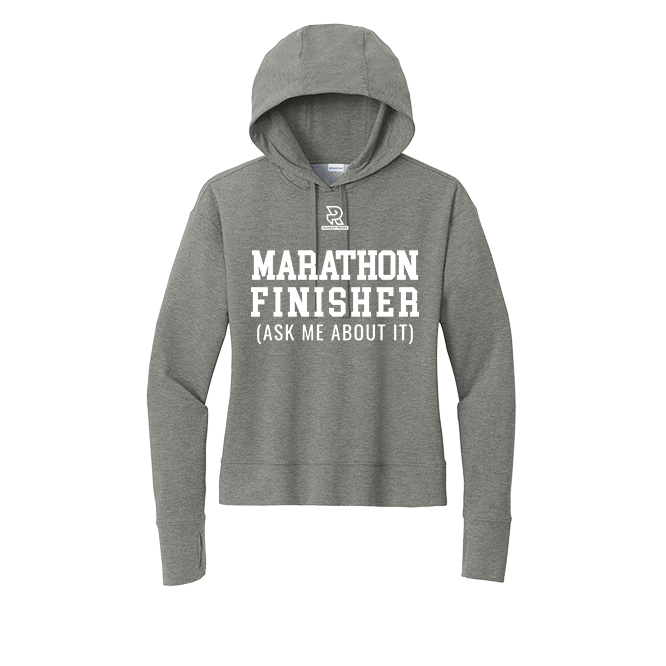 MARATHON FINISHER (White) - Womens Flex Fleece Pullover Hoodie