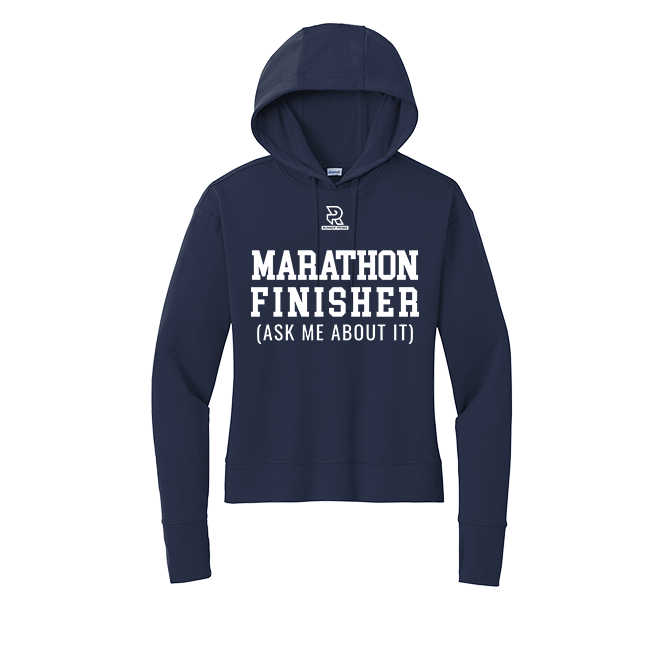 MARATHON FINISHER (White) - Womens Flex Fleece Pullover Hoodie