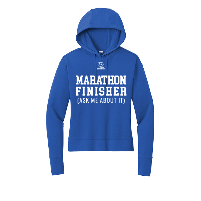 MARATHON FINISHER (White) - Womens Flex Fleece Pullover Hoodie
