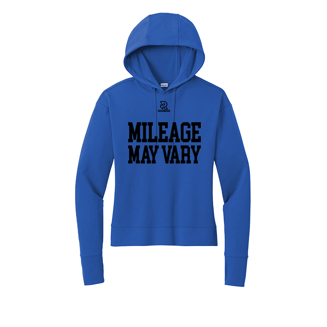 MILEAGE MAY VARY (Black) - Womens Flex Fleece Pullover Hoodie