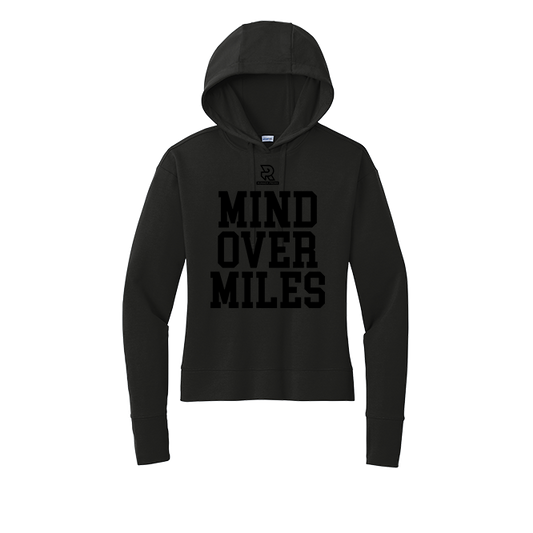 MIND OVER MILES (Black) - Womens Flex Fleece Pullover Hoodie