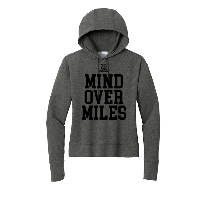MIND OVER MILES (Black) - Womens Flex Fleece Pullover Hoodie