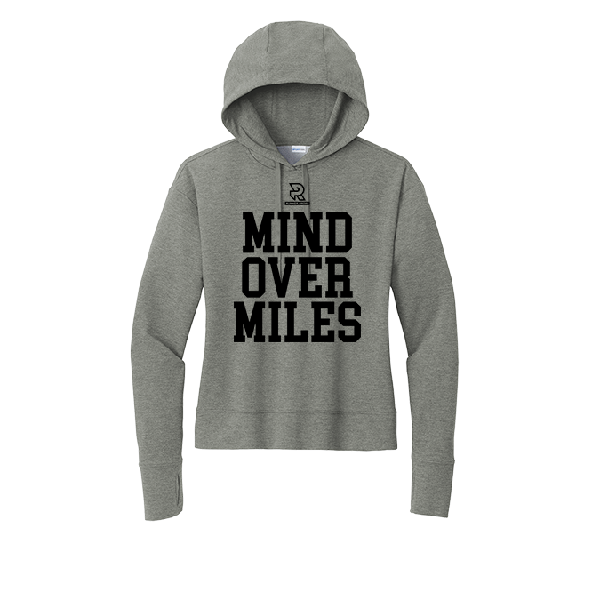 MIND OVER MILES (Black) - Womens Flex Fleece Pullover Hoodie