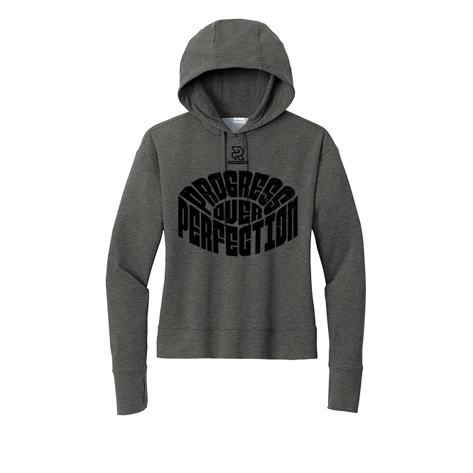 ONE MILE AT A TIME (Black) - Womens Flex Fleece Pullover Hoodie