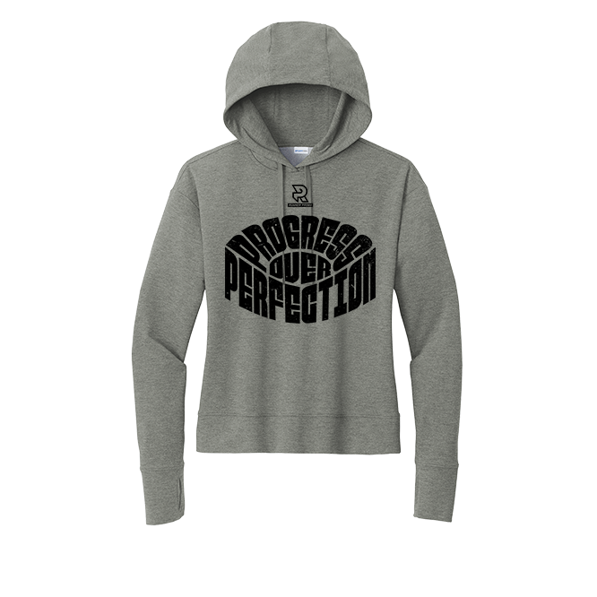 ONE MILE AT A TIME (Black) - Womens Flex Fleece Pullover Hoodie