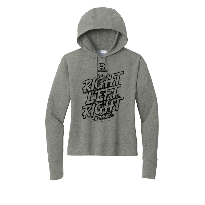 RIGHT LEFT RIGHT (Black) - Womens Flex Fleece Pullover Hoodie