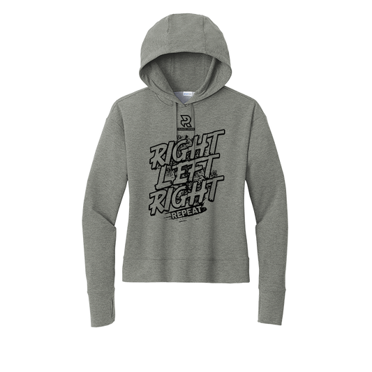 RIGHT LEFT RIGHT (Black) - Womens Flex Fleece Pullover Hoodie