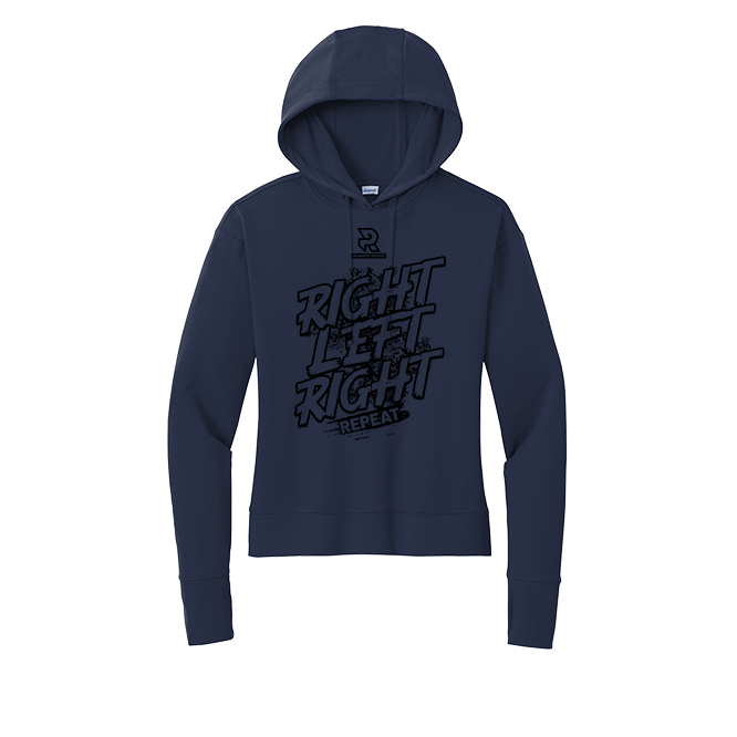 RIGHT LEFT RIGHT (Black) - Womens Flex Fleece Pullover Hoodie