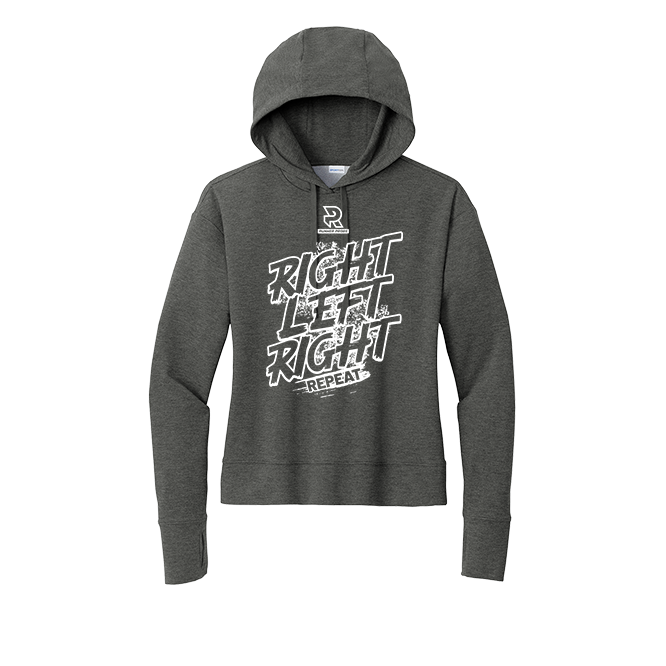 RIGHT LEFT RIGHT (White) - Womens Flex Fleece Pullover Hoodie