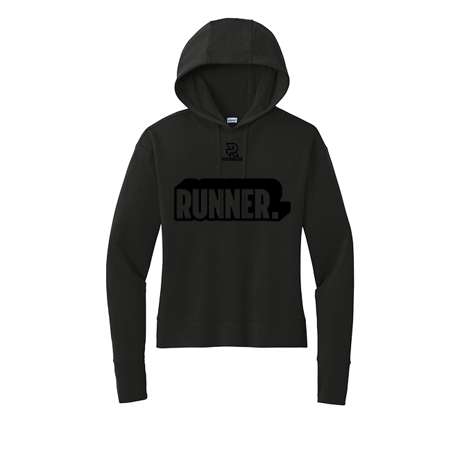 RUNNER (Black) - Womens Flex Fleece Pullover Hoodie