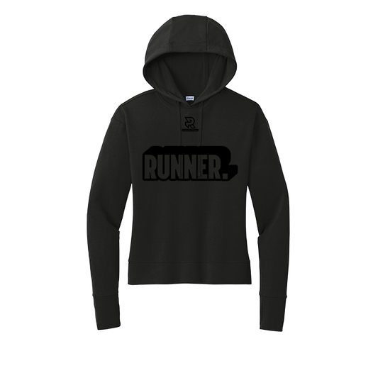 RUNNER (Black) - Womens Flex Fleece Pullover Hoodie