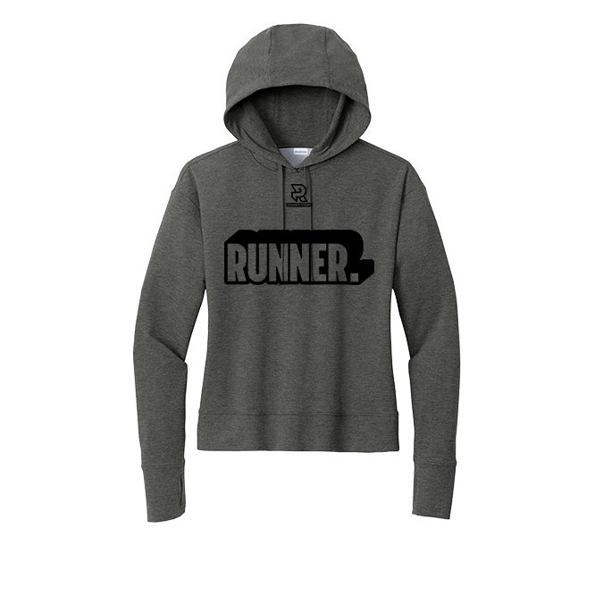 RUNNER (Black) - Womens Flex Fleece Pullover Hoodie