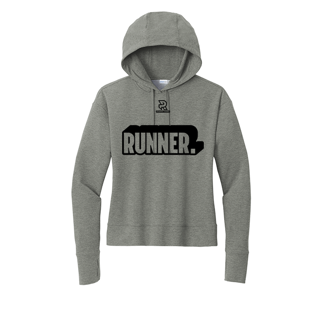 RUNNER (Black) - Womens Flex Fleece Pullover Hoodie