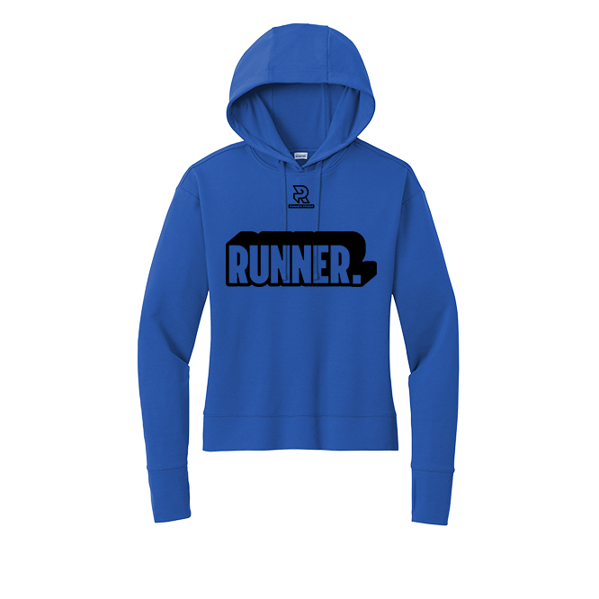 RUNNER (Black) - Womens Flex Fleece Pullover Hoodie