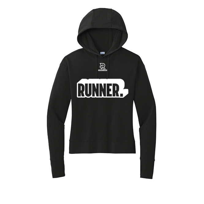 RUNNER (White) - Womens Flex Fleece Pullover Hoodie