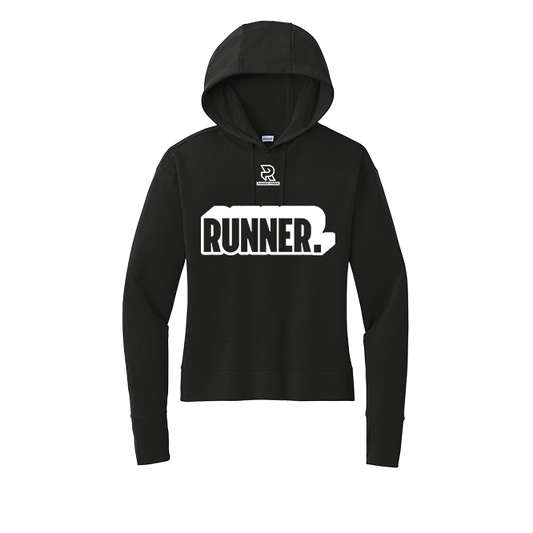 RUNNER (White) - Womens Flex Fleece Pullover Hoodie
