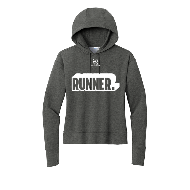 RUNNER (White) - Womens Flex Fleece Pullover Hoodie