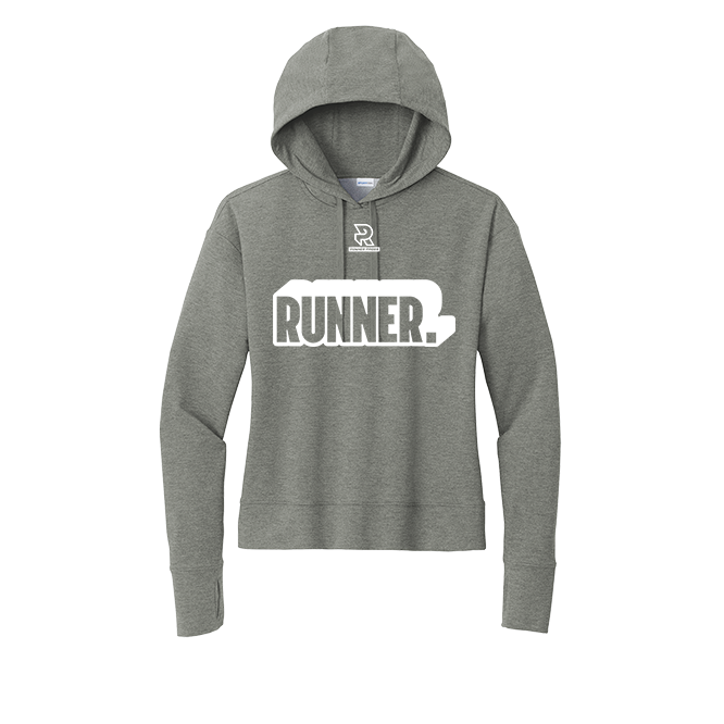 RUNNER (White) - Womens Flex Fleece Pullover Hoodie
