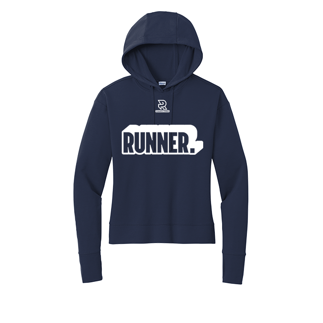 RUNNER (White) - Womens Flex Fleece Pullover Hoodie