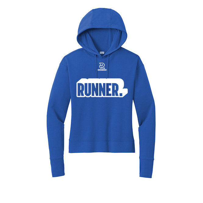 RUNNER (White) - Womens Flex Fleece Pullover Hoodie