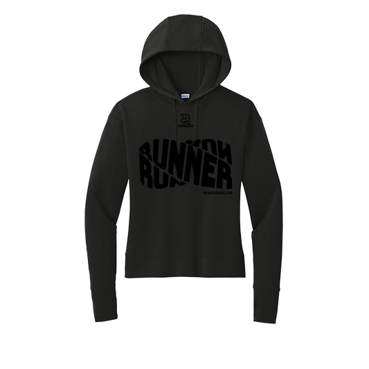RUNNER DNA (Black) - Womens Flex Fleece Pullover Hoodie
