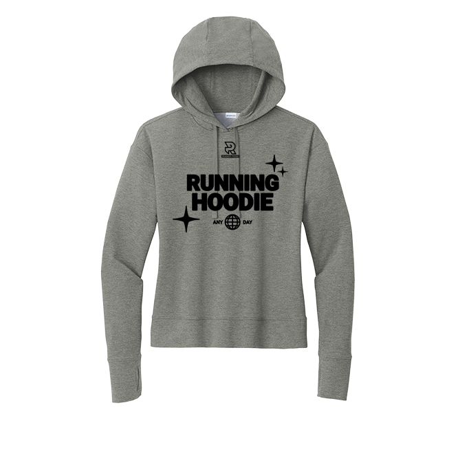 RUNNING HOODIE (Black) - Womens Flex Fleece Pullover Hoodie