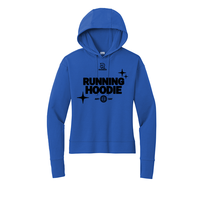 RUNNING HOODIE (Black) - Womens Flex Fleece Pullover Hoodie