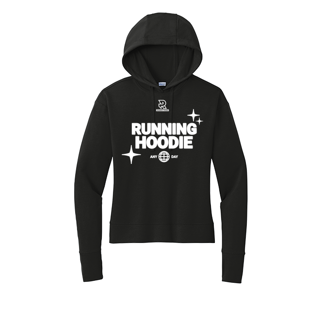 RUNNING HOODIE (White) - Womens Flex Fleece Pullover Hoodie
