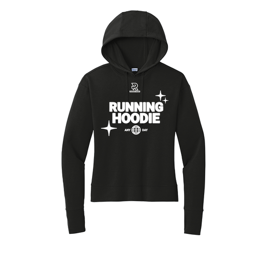 RUNNING HOODIE (White) - Womens Flex Fleece Pullover Hoodie