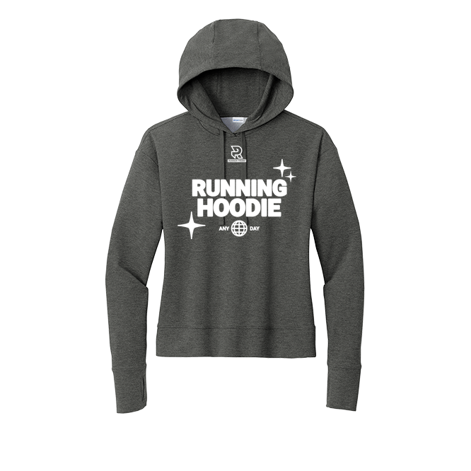 RUNNING HOODIE (White) - Womens Flex Fleece Pullover Hoodie
