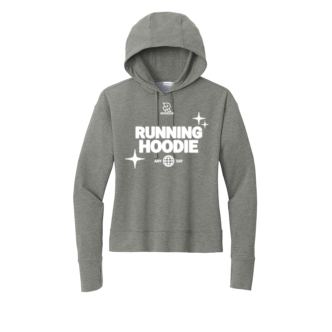 RUNNING HOODIE (White) - Womens Flex Fleece Pullover Hoodie
