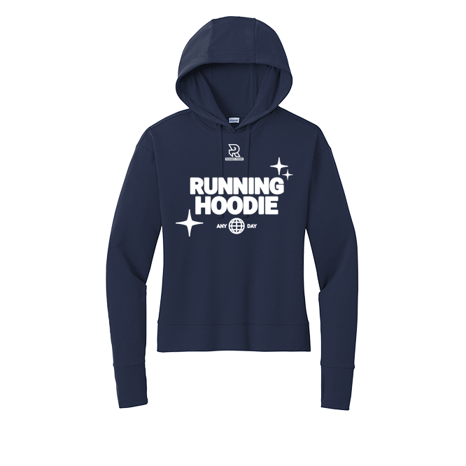RUNNING HOODIE (White) - Womens Flex Fleece Pullover Hoodie