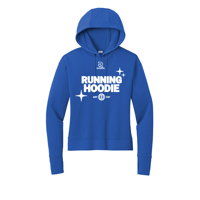 RUNNING HOODIE (White) - Womens Flex Fleece Pullover Hoodie