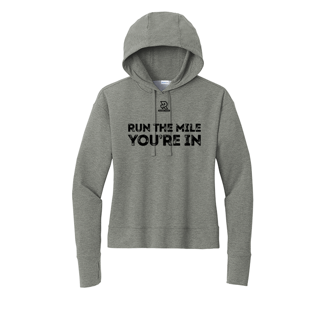 RUN THE MILE YOU'RE IN (Black) - Womens Flex Fleece Pullover Hoodie
