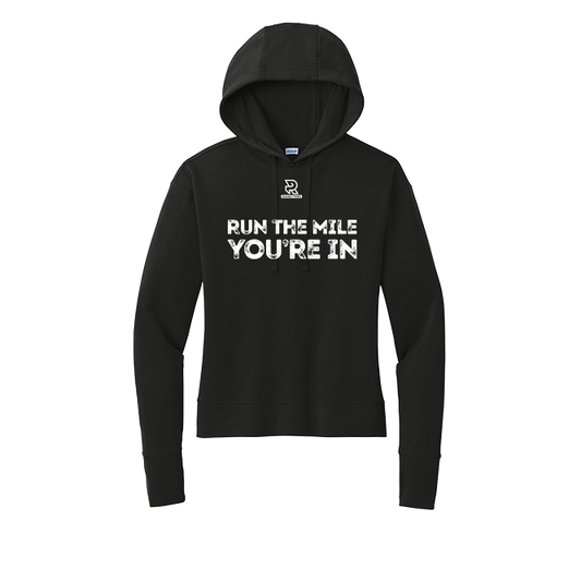RUN THE MILE YOU'RE IN (White) - Womens Flex Fleece Pullover Hoodie