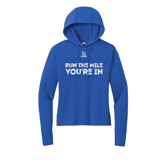 RUN THE MILE YOU'RE IN (White) - Womens Flex Fleece Pullover Hoodie