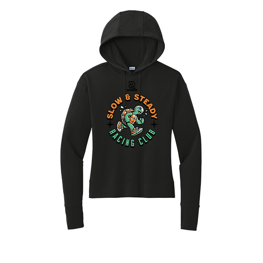 SLOW & STEADY RACING (Black) - Womens Flex Fleece Pullover Hoodie