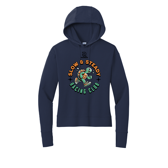 SLOW & STEADY RACING (Black) - Womens Flex Fleece Pullover Hoodie