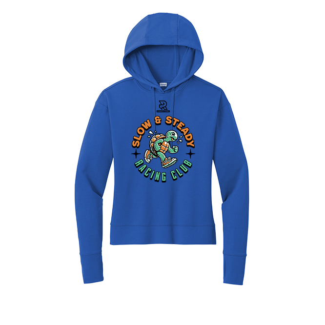 SLOW & STEADY RACING (Black) - Womens Flex Fleece Pullover Hoodie