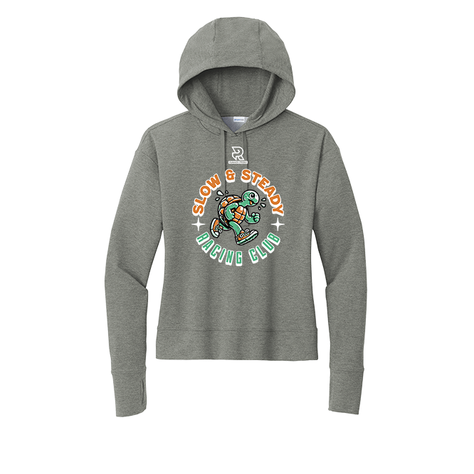 SLOW & STEADY RACING (White) - Womens Flex Fleece Pullover Hoodie