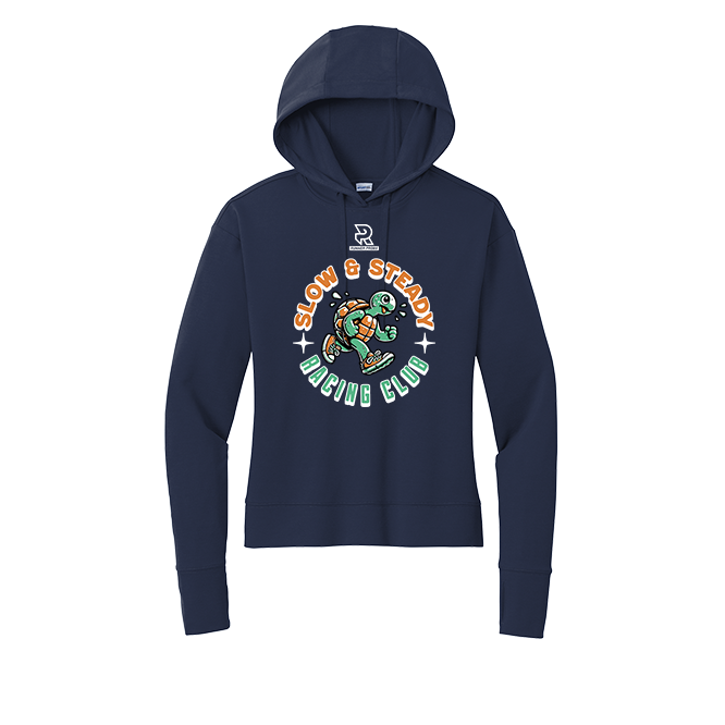 SLOW & STEADY RACING (White) - Womens Flex Fleece Pullover Hoodie