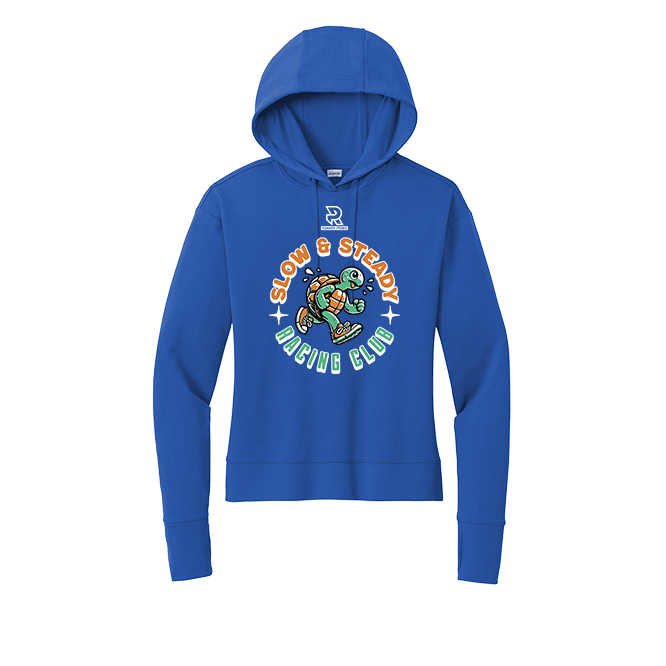 SLOW & STEADY RACING (White) - Womens Flex Fleece Pullover Hoodie